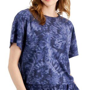 Jenni Women's Soft Short Sleeve Lounge Pajama Top T-Shirt, Navy Tie Dye